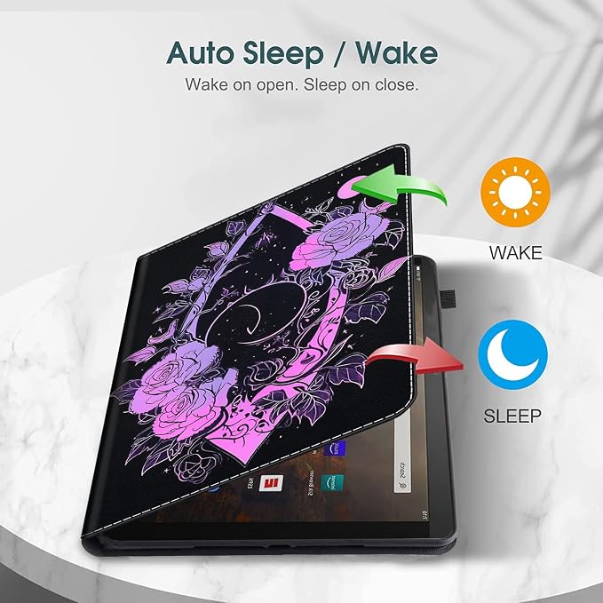 Case for All-New Amazon Fire HD 10 and 10 Plus Tablet (13th/11th Generation 2023/2021 Release) 10.1 Multi-Angle Smart Stand Cover Auto Sleep/Wake Skull and Fire