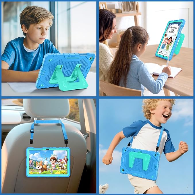 Fintie Kid-Friendly Case for Samsung Galaxy Tab A11+/A9+ 11'' Black | Rugged Shockproof Case Kickstand &amp Shoulder Strap Adjustable Stand 3-Layer Drop Protection for Learning &amp Travel