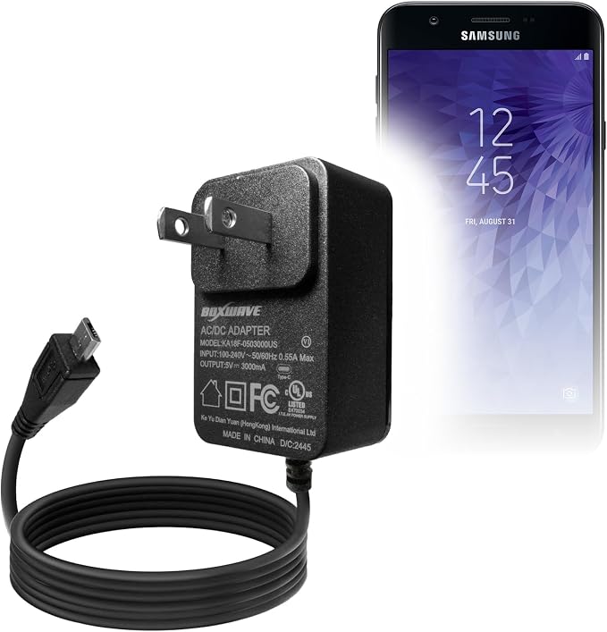 BoxWave Charger Compatible with Samsung Galaxy J7 Crown - Wall Charger Direct (15W) Rapid Charge Your Device with Built-in 3ft Cable