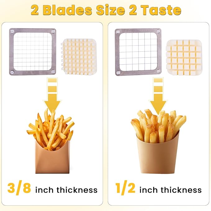 BotaBay Commercial Vegetable Fruit Chopper 1/4″&3/8″ Blade Heavy Duty Professional Food Dicer Kattex French Fry Cutter Onion Slicer Stainless Steel for Tomato Peppers Potato (16in Hand Pressure Style)