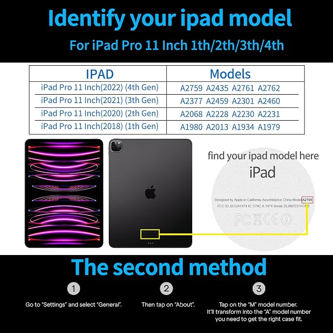 Genuine Leather Case for iPad 11th Gen 11/10th Gen 10.9 Black | Pencil Holder Adjustable Stand Auto Wake/Sleep Shockproof