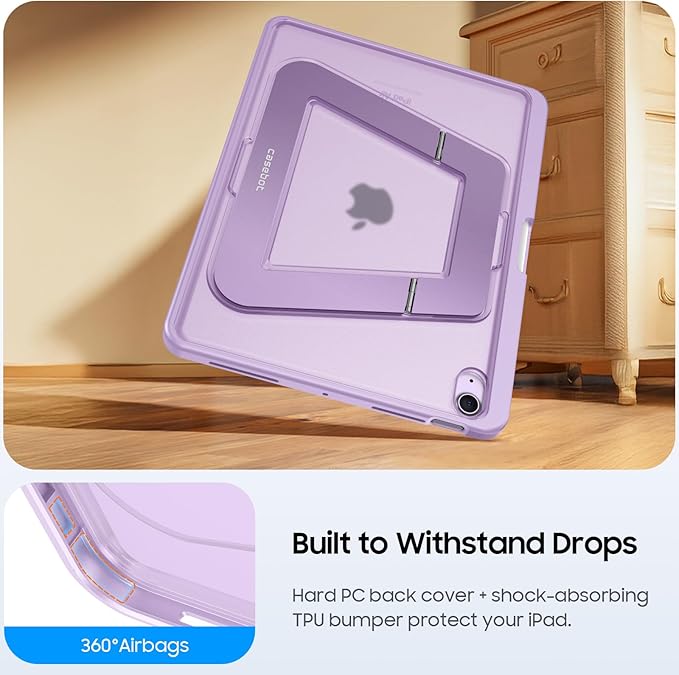 Fintie Shockproof Case for iPad Air 11-inch &amp iPad Air 5th/4th Gen 10.9 in | Slim Frosted Hard Back Cover Multi-Angle Viewing Built-in Kickstand &amp Pencil Holder Anti-Scratch Black
