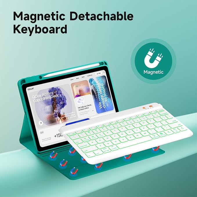 BLUTLOTUS Keyboard case for iPad 9th/8th/7th Generation 10.2 Inch - Backlit Wireless Detachable Folio Keyboard Cover with Pencil Holder for iPad 9th/8th/7th Gen Air 3rd Generation 10.5 Inch
