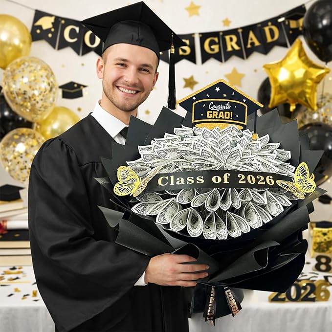 DataMoon 2026 Graduation Gifts for Her Him, DIY Money Bouquet Kit Class of 2026 Middle High School College Graduation Gifts Ideas for Women Daughter Son