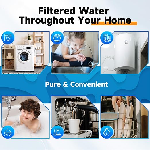 PUREPLUS Whole House Water Filtration System, 10″ × 4.5″ Housing, 1″ NPT