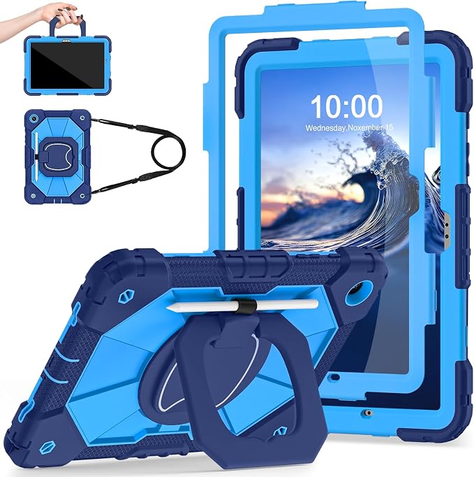 Auizotl Case for Samsung Galaxy Tab A11+/A9+ Plus 11 Inch with Screen Protector/Rotating Stand/Pen HolderMilitary Grade Shockproof Cover for Galaxy Tab A11 Plus /A9 Plus CasesBlack
