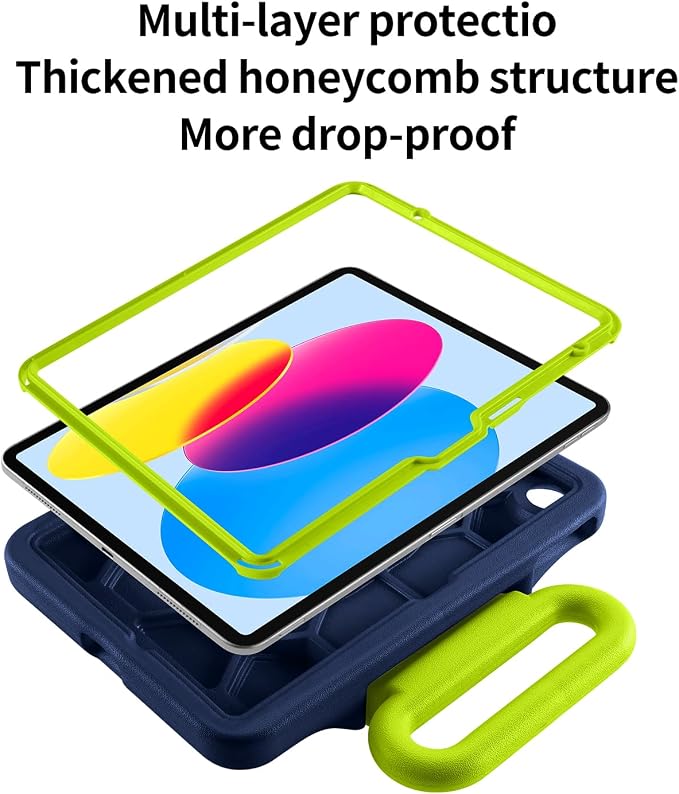 Kids Case for iPad (A16) 11th/10th Gen 10.9'' 2025/2022Adjustable Portrait/Landscape Stand/Drop Proof with HandleChild Friendly Case for iPad Air 11 (M4/M3/M2) 2026/2025/2024 (BlackBlue)