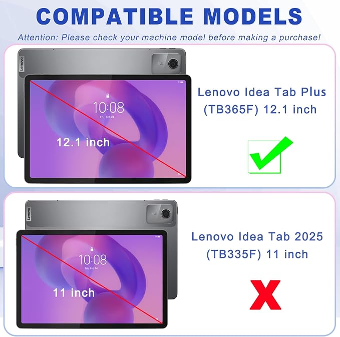 ATOOZ for Lenovo Idea Tab Plus Case 12.1 Inch 2025Black | Soft Silicone Shockproof Case for Lenovo Idea Tab Plus Tablet (TB361FU) with PC Bracket