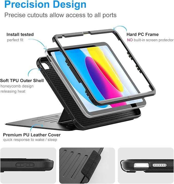 DAORANGE for iPad (A16) 11th Generation Case iPad 10th Gen Case Black | For iPad 11/10.9 Inch Case 2025/2022 Strong Magnetic Shockproof Case with Multi-Angle Stand Pen Holder Rugged &amp Durable