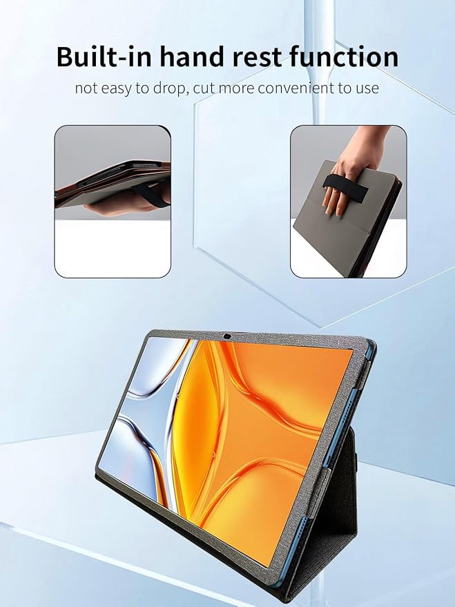 Case for Urao 140L Tablet 14 inch Android 15 TabletsUYRUREL Leather Slim Folding Stand Cover with Hand Strap Magnet for Men Women Full ProtectionGray.