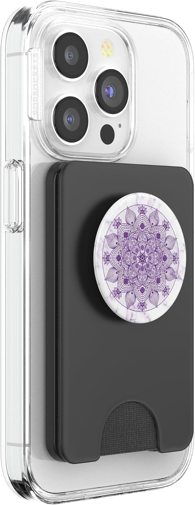 Pretty Feminine Boho Floral Purple &amp White Mandala Flower PopSockets Adhesive PopGrip