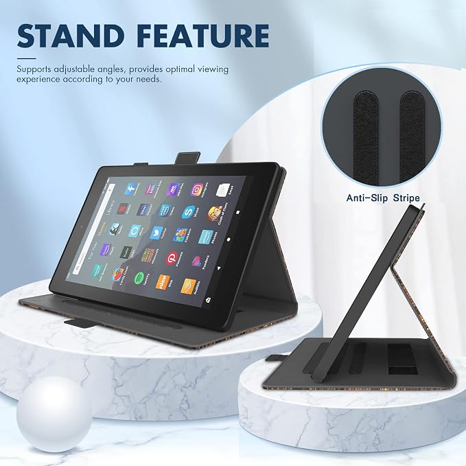 Case for Kindle Fire 7 TabletDteck Full Protective Flip Adjustable Stand Auto Wake/Sleep Smart Cover with Pencil Holder for Kindle Fire 7 Tablet 9th/7th/5th Generation 2019/2017/2015 ReleaseKing Dog