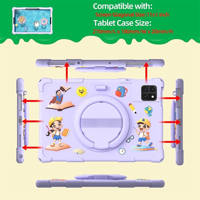 Case for Winsing Android Tablet 10 inch/TabneraX UTbook Tablets Kids Friendly Soft Silicone Adjustable Rotating Stand Cover for Callsky-Tab Ctab 10 10.1“ Tablets (Pink)