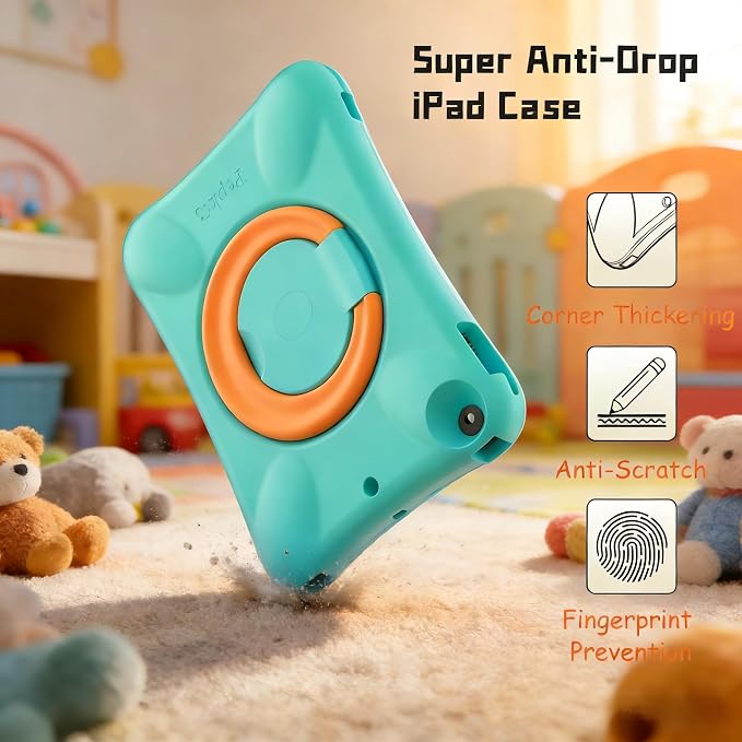 Pepkoo Case for iPad 9.7 Inch 5th/6th Gen &amp Air/Air 2 Shockproof Cover | EVA Shockproof Design with Adjustable Stand. Full-Body Coverage for Study Reading and Daily Use with Flexible Bracket.