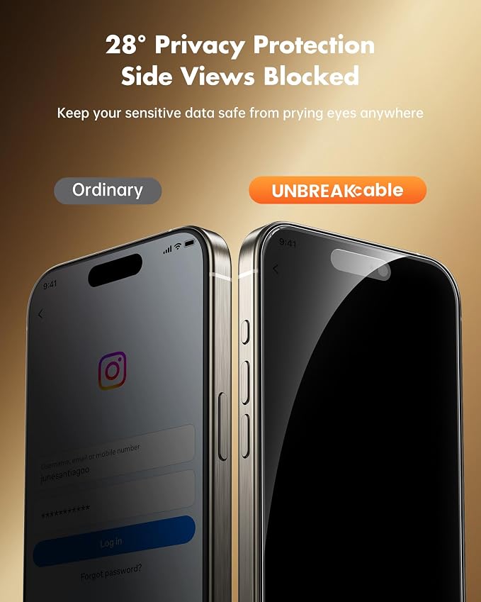 UNBREAKcable 2 Pack Privacy Screen Protector for iPhone 11 Pro Max/Xs Max Shatterproof Tempered Glass [True 28°Anti Spy] [9H Hardness] [Easy Installation] Protector for Apple 6.5