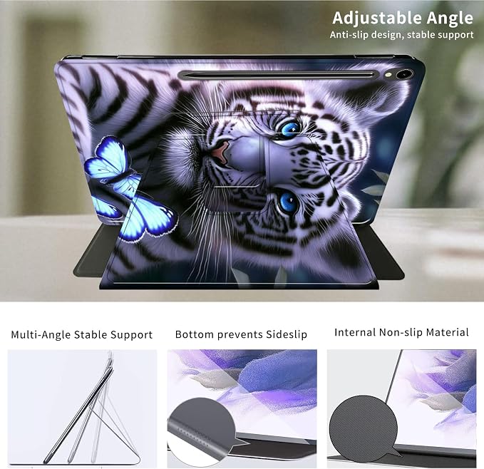Case for Samsung Galaxy Tab A9 8.7-Inch 2023360 Degree Rotating Multi-Angle Viewing Protective Cover with Auto Sleep/Wake-Blue Butterfly
