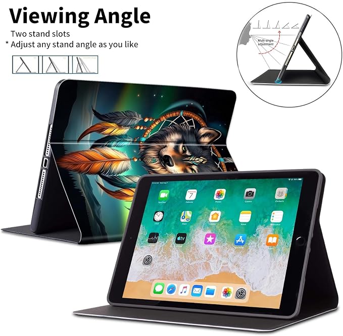 Case for Microsoft Surface Go 4/3/2/1 (2023/2021/2020/2018)-Slim PU Leather Lightweight Adjustable Stand Smart CoverAmerican Flag