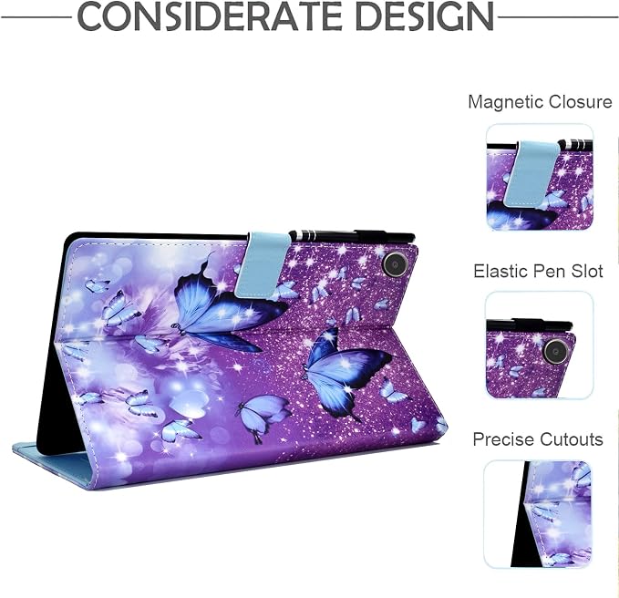 Funut for Amazon Kindle Fire Max 11 Tablet Case (13th Generation 2023 Release) Premium PU Leather Folding Stand Cover Case for Kindle Fire 11 Tablet with Auto Wake/Sleep Purple Butterfly