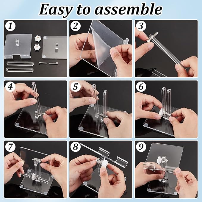 AHANDMAKER Acrylic Tablet Stand Holder Portable Cell Phone Stand Adjustable Transparent Tablet Holder for Desk Compatible with Air Mini Phone Clear