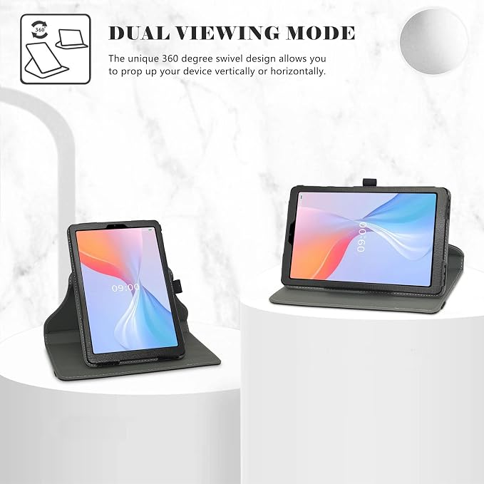 LiuShan Compatible with Onn 8 Gen 4 360 Degree Rotation Stand PU Cover for 8 Inch 2024 Model:100135923 Tablet Black