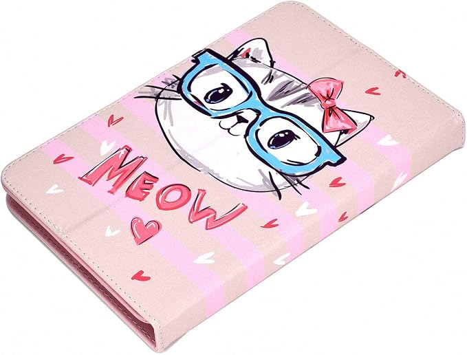 Universal 7 Inch Tablet Case Techcircle Ultra Slim Lightweight PU Leather Stand Folio Flip Wallet Protective Shell Case [Card Slots] [Magnetic Closure] for All 7 Android Tablet PC Cherry Blossom