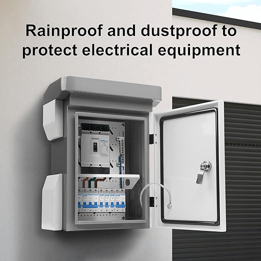Outdoor Electrical Box, Cold-Rolled Steel Plate, Aluminum Alloy Back Beam, One-Piece Ventilation Design, IP65 Waterproof, Wall/Pole Mounted (15.7" x 11.8" x 7.5")