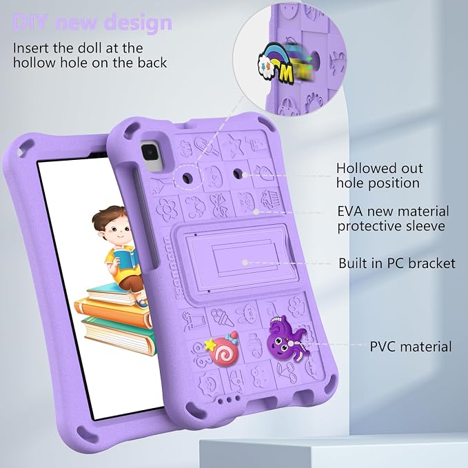Case for iPad 10.2 Inch 2021/2020/2019/ iPad Pro 10.5 Inch/Air 3rd Gen (2019) Shoulder Strap Kickstand Children Friendly Anti-Scratch Shockproof Case Lightpurple