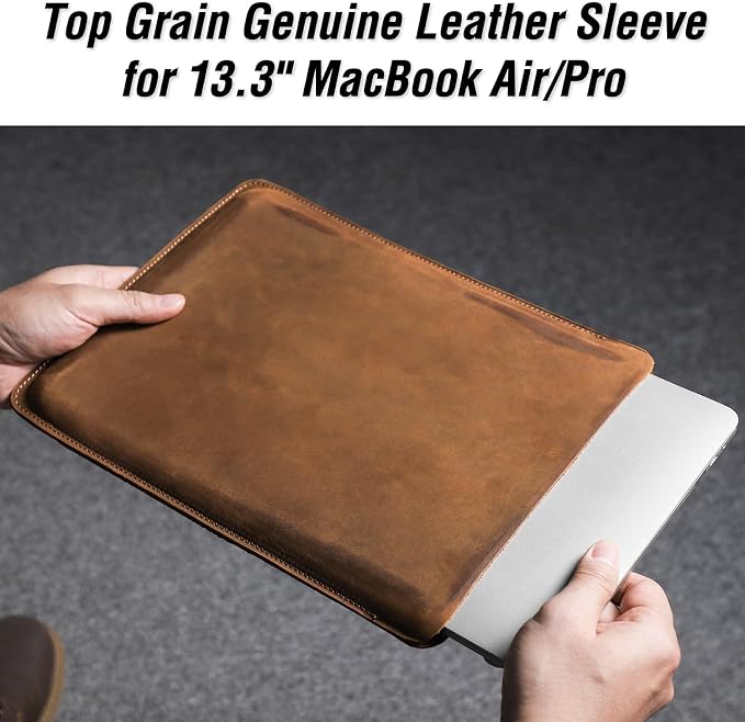 Top Grain Leather 12.9 Tablet Sleeve Slim Protector Vintage Design Fully Handmade Compatible with 12.9 iPad Pro 3/4/5/6 Gen Fits A2233 A2069 A2378 A2379 A2461 A2462 Coffee 12.9 Inch