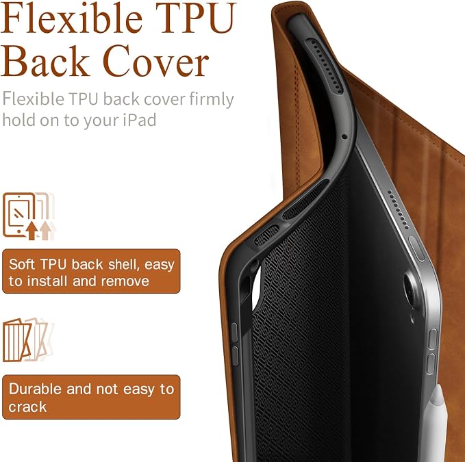 Antbox Case for iPad Air 11-inch M4/M3/M2 (2026/2025/2024) iPad Air 5th/4th Generation 10.9'' Vegan Leather with Pencil Holder Typing Angle Auto Sleep/Wake Muti-Stand