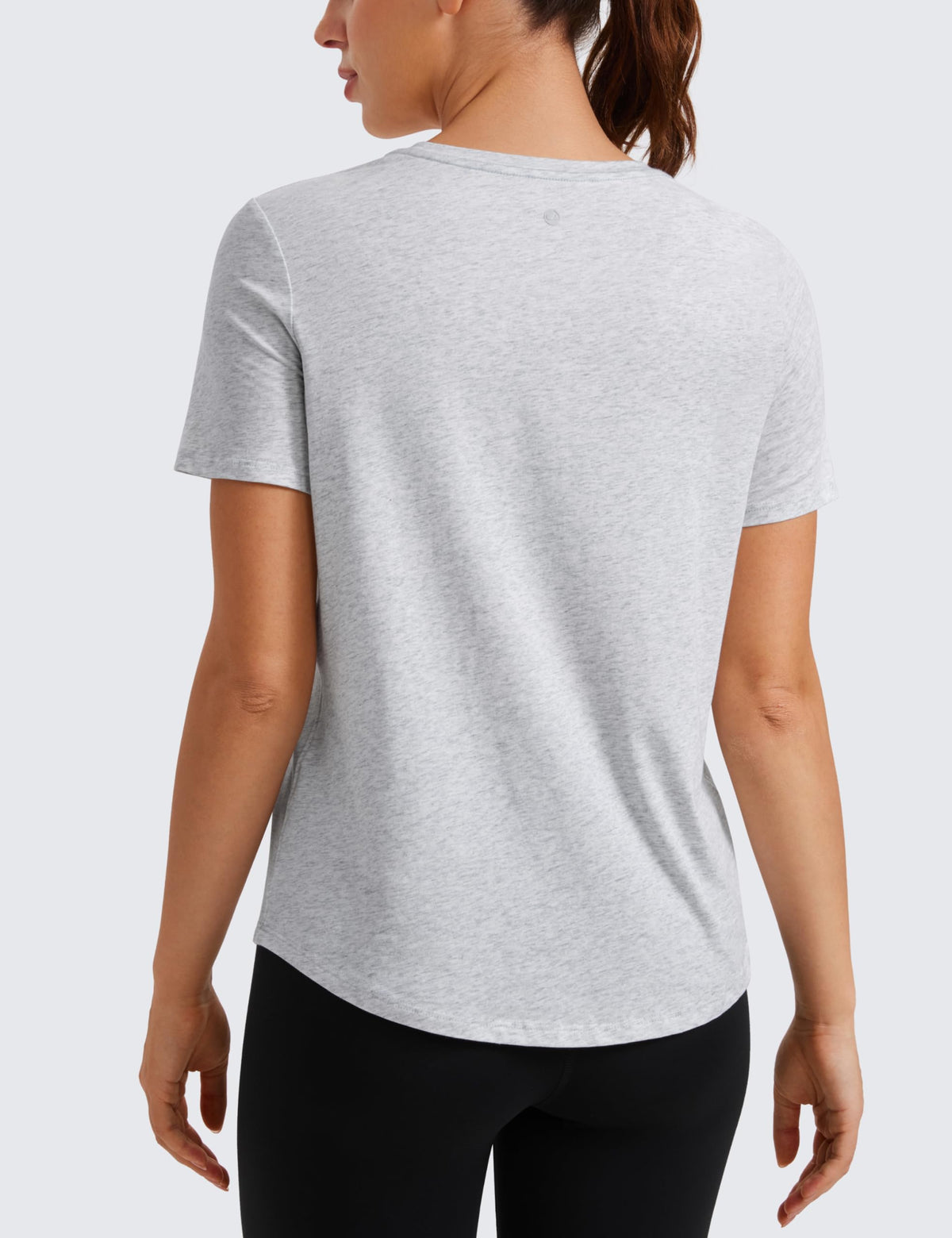CRZ YOGA Pima Cotton Crewneck T-Shirt Light Grey Heather Medium