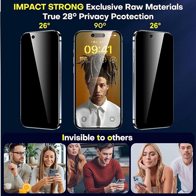 ImpactStrong Anti-Spy Privacy Screen Protector for iPhone 11 / iPhone XR (6.1-Inch) 9H Tempered Glass Shatter-Resistant Anti-Scratch Easy Install Kit Case Friendly 2-Pack