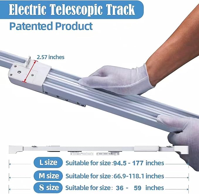 TIPIACE Hard-Wired Tuya Wifi Motorized Curtain Track to Remote Control Ceiling Mount Electric Retractable Curtain Rail Compatible with Alexa Google Home (L 94-177 inch OR 240cm - 450cm)