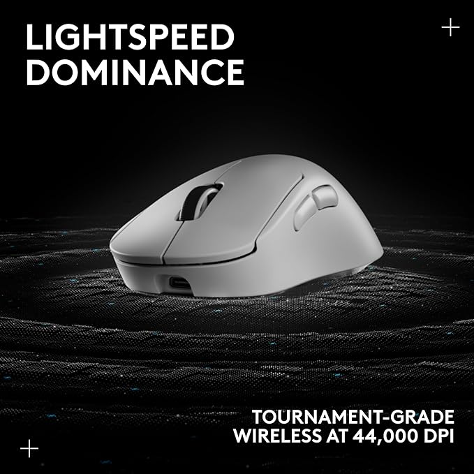 Logitech G PRO X Superlight 2 DEX Wireless Gaming Mouse, 60g pro-Grade Right-Handed Mouse with 5 programmable Buttons, USB-C Charging, 44k DPI Sensor, up to 8 kHz Polling for PC/Mac - White