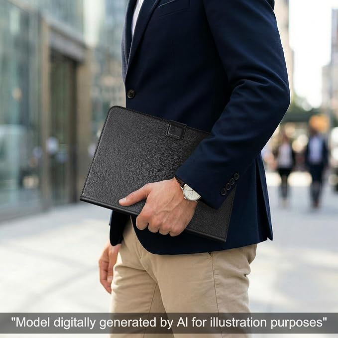 Leather Case for iPad 11th/10th Gen (11/10.9) Black | Genuine Leather Pencil Holder Adjustable Stand Magnetic Closure Auto Wake/Sleep