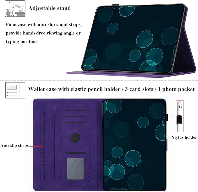 Fire HD 8 Case Slim Folding Stand Auto Wake/Sleep Wallet Case with Cards/Cash Holder for Amazon Fire HD 8(8th/7th/6th Gen 2018/2017/2016 Release)-Black