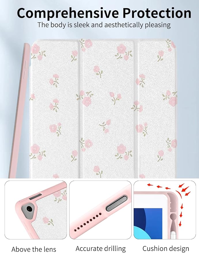 Case for iPad 9th/ 8th/ 7th Generation Case 10.2&amp10.5 Inch (2021/2020/2019 Release) Slim Lightweight Soft Trifold Back Cover with Pencil Holder &amp Auto Sleep/Wake CoverBeige Checkered