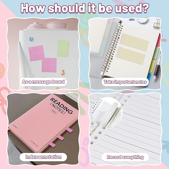 2 Pack Multi-Functional Sticky Note Set with Bible Tabs 440 Transparent Post it Notes 120 Page Notebook for Bible Study Office Supplies (Colour)