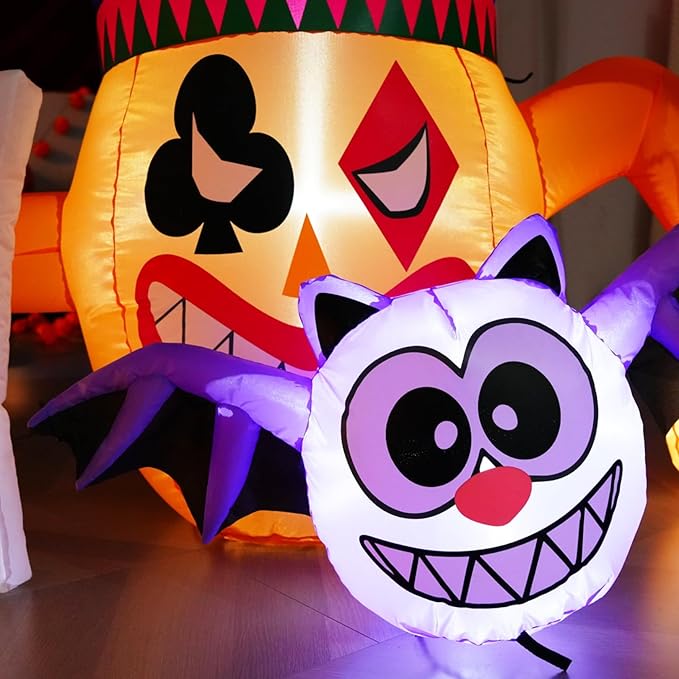Halloween Inflatable Decorations Outdoor, 5.3FT Inflatable Joker Owl Pumpkin Cat Scary Halloween Decorations, Indoor Outdoor Spooky Blow Up Yard Decorations for Garden Party Holiday Lawn Office Decor