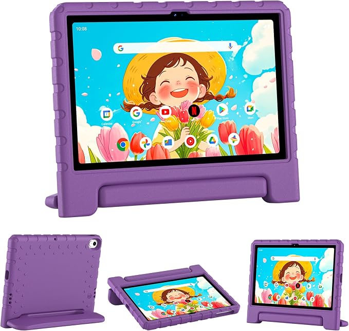 Kids Case for Onn 10.1 Tablet 2024 Gen 4(Model:100135925) ShockproofBlack | Lightweight EVA Foam Foldable Handle Stand Precise Cutouts Kid-Friendly For Daily Use