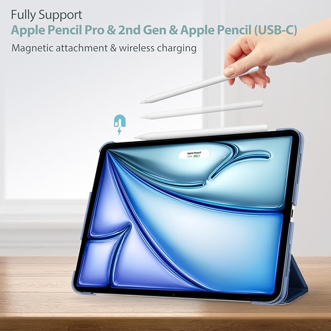 ProCase Smart Case for iPad Air 11-inch M4/M3/M2 &amp Air 10.9 5th/4th Gen | Hard Back Cover with Auto Sleep/Wake Slim Lightweight Case for iPad Air 11 2026/25/24 &amp 10.9 2022/2020-Aqua