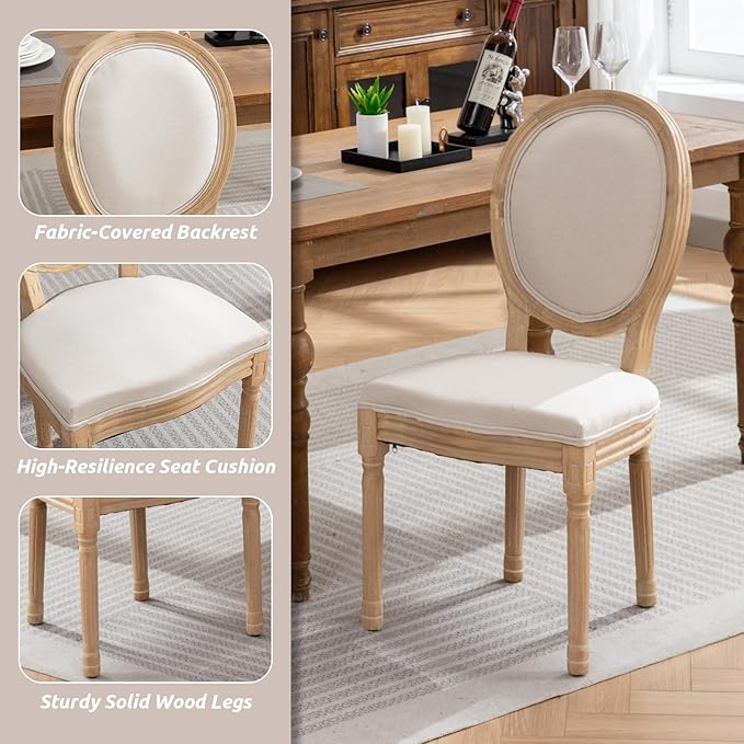 SoarFlash Kitchen Table and Chairs for 2, 31.5" Dining Table Set for 2 with French Dining Chairs, 3 Piece Round Kitchen Table Set, Dining Room Table Set for Small Space, Apartment