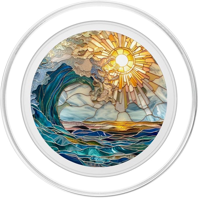 Waves and Sun Rays Stained Glass PopSockets Adhesive PopGrip