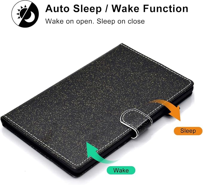 Fire HD 8 Case Slim Folding Stand Auto Wake/Sleep Wallet Case with Cards/Cash Holder for Amazon Fire HD 8(8th/7th/6th Gen 2018/2017/2016 Release)-Black