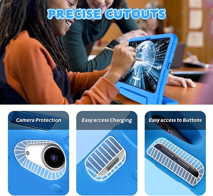 Heavy Duty Kids Case for iPad 10th/11th(A16) Pencil Holder Stand | Rugged Protection Cover for 11/10.9-inch iPad 2025/2022 Lightweight EVA Foam Anti-slip for Home School Travel Blue