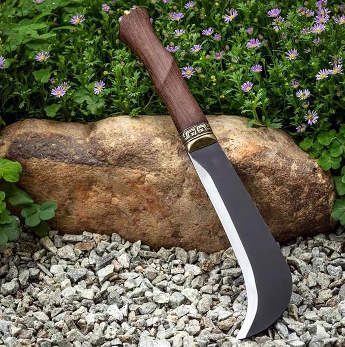 Heavy Duty Machete with Sheath for Cutting Trees and Yard Work Hand Forged Solid Wood Handle Survival Outdoor Activities Machete Knife Billhook Sickle Axe for clearing Brush