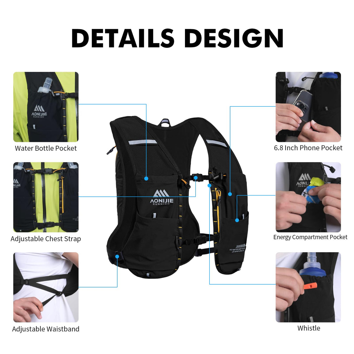 AONIJIE Running Hydration Vest for Women Men 8L Hydration Backpack Hiking