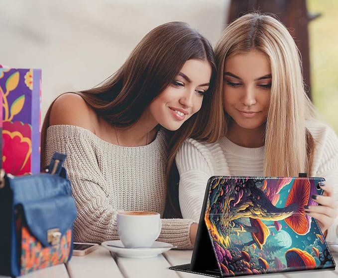 Case for All-New Amazon Fire HD 10 and 10 Plus Tablet (13th/11th Generation 2023/2021 Release) 10.1 Multi-Angle Smart Stand Cover Auto Sleep/Wake Skull and Fire
