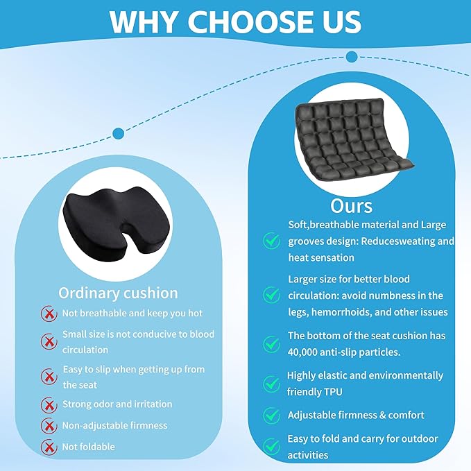 1pcs Travel Seat Cushion, Airplane Seat Cushion for Long Flight, Airplane Gadgets Inflatable Seat Cushions, 3D Inflatable Airbag PortableCushion With Air Pump,Ergonomic for Wheelchair Office Chair