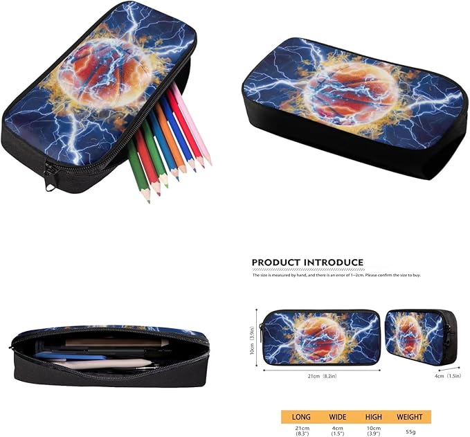 CLOHOMIN Lightning Basketball Backpack with Lunch Box for Boys 10-12, 3 in 1 Big Capacity School Book Bag Set for 6th Grade Insulated Lunch Bag for Middle School Bookbag and Pencil Bags Lunchbox