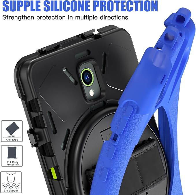 Samsung Galaxy Tab Active5/Active 3 8.0 Case with 360 Stand Handle Hand Strap &amp Shoulder Strap for Galaxy Tab Active5 8 2024 X300/X307 Active3 8 2020 T570/T575/T577 (Black)